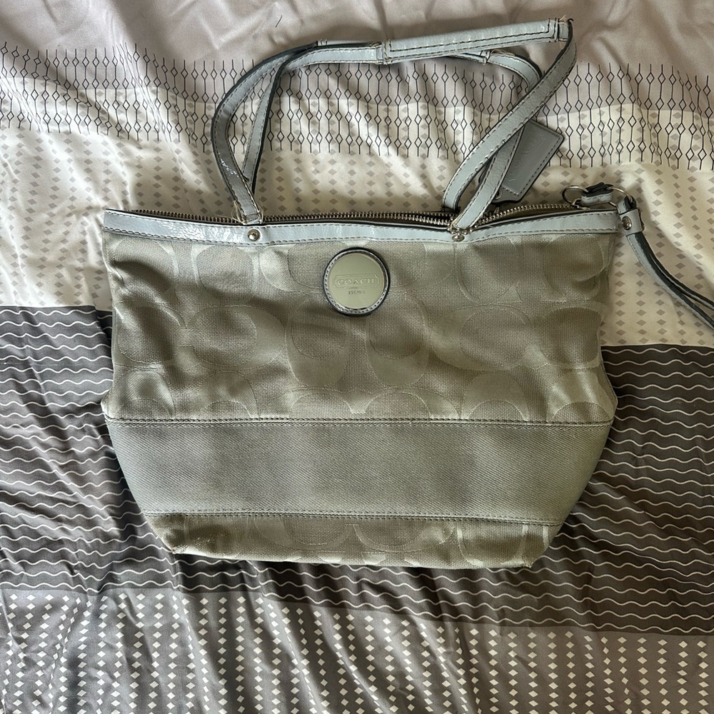 Coach Light Blue Shoulder Bag with Minimalist Design